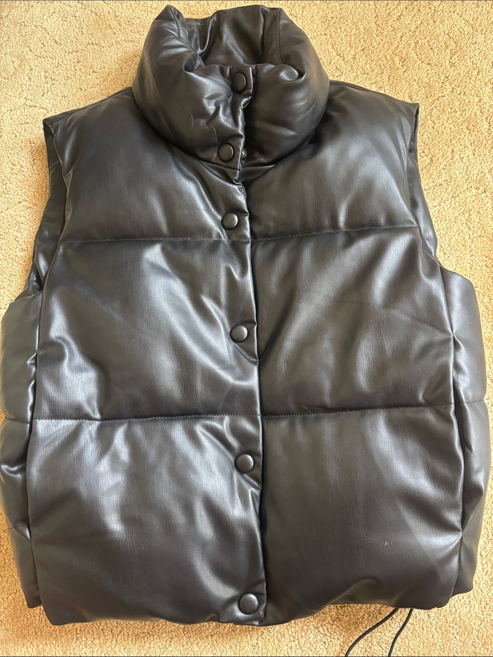 Zara Black Faux Leather Puffer Vest